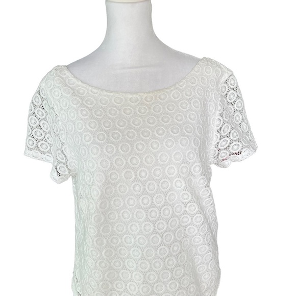 Lilly Pulitzer x Target - White Eyelet Crop Top Blouse Sz M - Picture 3 of 8